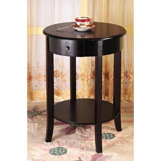 Frenchi Home Furnishing Round End Table, Espresso Finish   Round Accent Table