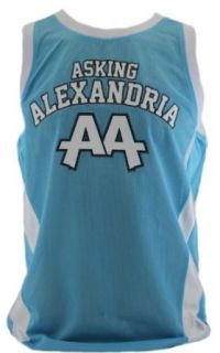 Asking Alexandria Mens Basketball Mesh Jersey  "Relentless" AA Logo Image on Baby Blue (X Small) Novelty T Shirts Clothing