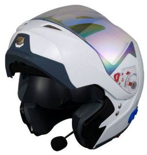 GLX DOT Bluetooth Full Face Modular Flip Up Motorcycle Helmet (Bluetooth Option Available)   Frontiercycle (Free U.S. Shipping (L, WHITE WITH BLUETOOTH) Automotive