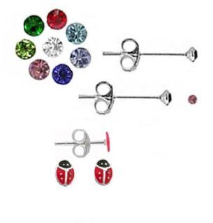 Infant Birthstone Earrings Available in 12 Colors (January) Stud Earrings Jewelry