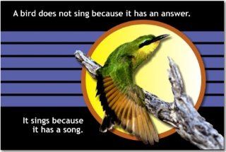 A Bird Does Not Sing Because It Has the Answer. It Sings Because It Has a Song.   NEW Classroom Motivational Poster   Prints