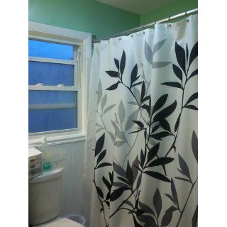 InterDesign Leaves Shower Curtain, Black and Gray, 72 Inch by 72 Inch  