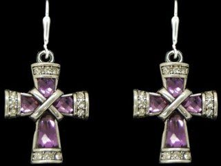 From the Heart Stunning Purple Faceted Crystal Cross Earrings are Wrapped in the Middle & Surrounded by the Sparkle of Clear Rhinestone Crystals on all Four Sides.Truly the Most Beautiful Cross Earring we have seenMatching Pendant may also be availa