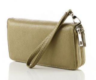 Organized Double Zip Around Madeline Wristlet/Wallet   Tan Top Handle Handbags Shoes