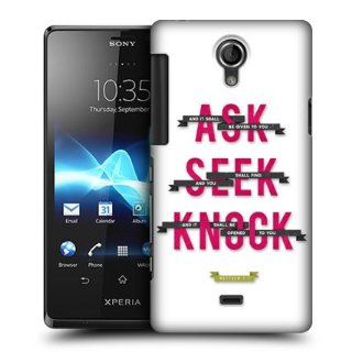 Head Case Designs Ask Seek Knock Christian Typography Back Case For Sony Xperia T LT30P Cell Phones & Accessories