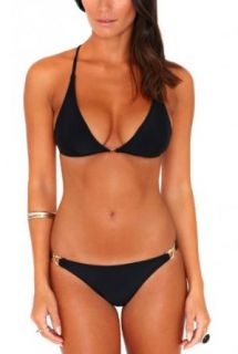 Alca Triangle Strappy Gold Detail Bikini Available in Black and White