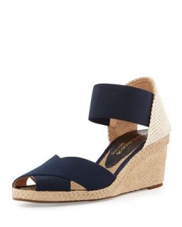Andre Assous Erika Stretch Espadrille Wedge, Navy