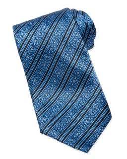 Stefano Ricci Filigree Striped Silk Tie, Blue
