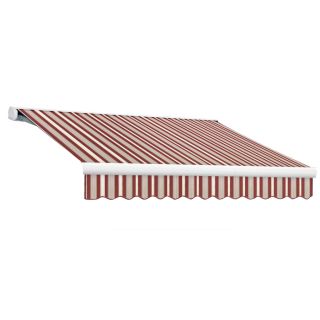 Awntech 20 ft Wide x 10 ft Projection Burgundy/Gray/White Striped Slope Patio Retractable Remote Control Awning