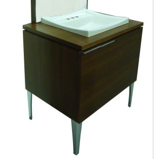 Style Selections Leander 30 in x 23.375 in Walnut Drop In Single Sink Bathroom Vanity with Wood Top