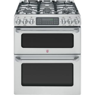 GE Cafe Cafe 30 in 5 Burner 4.3 cu ft/2.4 cu ft Self Cleaning Double Oven Convection Gas Range (Stainless Steel)