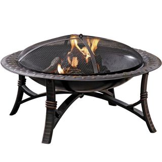 Garden Treasures 35 in W Black High Temperature Painted Steel Wood Burning Fire Pit