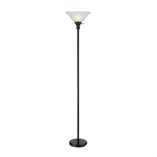 Cal Lighting 70 in 3 Way Switch Black Torchiere Indoor Floor Lamp with Glass Shade