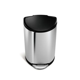 simplehuman 40 Liter(S) Brushed Stainless Steel Plastic Lid Semi Round Step Indoor Garbage Can