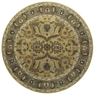 Wakefield 8 ft x 8 ft Round Cream Border Wool Area Rug