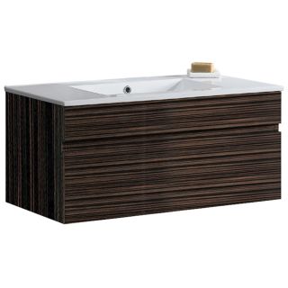 VIGO 35.75 in x 18.125 in Ebony Integral Single Sink Bathroom Vanity with Vitreous China Top