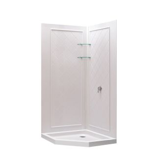 DreamLine Shower Base and Wall 76.75 in H x 38 in W x 38 in L White Neo Angle 3 Piece Corner Shower Kit