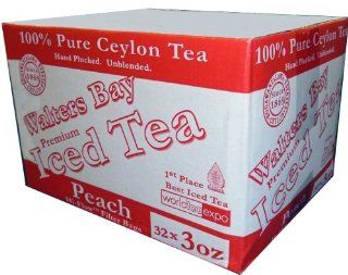 Walters Bay & Company Peach Flavored Pure Ceylon Iced Tea Filter Bags, 32 Count  Grocery Tea Sampler  Grocery & Gourmet Food
