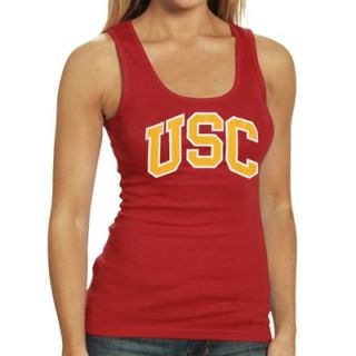 USC Trojans Ladies Block Logo Tank Top   Cardinal