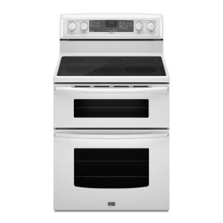 Maytag 30 in Smooth Surface 5 Element 2.5 cu ft/4.2 cu ft Self Cleaning Double Oven Electric Range (White)