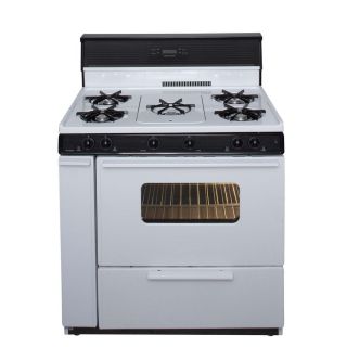 Premier 5 Burner Freestanding 3.9 cu ft Gas Range (White with Black Trim) (Common 36 in; Actual 36 in)