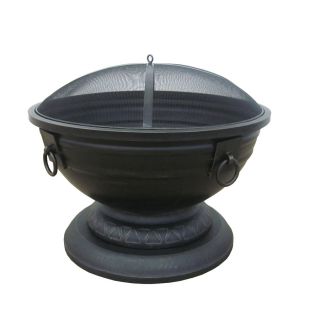 Garden Treasures 27.1 in W Black High Temperature Paint with Golden Brushed Steel Wood Burning Fire Pit