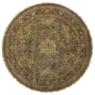 Alegra 8 ft x 8 ft Round Brown Floral Wool Area Rug