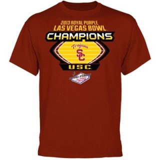 USC Trojans 2013 Royal Purple Las Vegas Bowl Champions T Shirt   Cardinal