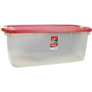 Rubbermaid Roughneck 95 Quart Clear General Tote with Locking Latch Lid