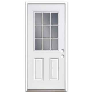 ReliaBilt Half Lite Prehung Inswing Steel Entry Door Prehung (Common 80 in x 32 in; Actual 81 in x 33 in)