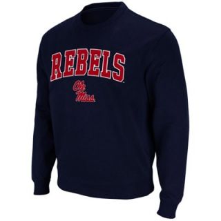 Mississippi Rebels Arch Logo Crew Sweatshirt   Navy Blue