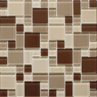 Instant Mosaic 6 Pack Beige and Brown Glass Mosaic Indoor/Outdoor Wall Tile (Common 12 in x 12 in; Actual 12 in x 12 in)