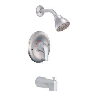 Moen Chateau Brushed Chrome 1 Handle WaterSense Bathtub and Shower Faucet Trim Kit with Single Function Showerhead