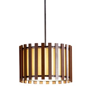 allen + roth 17.75 in W Pecan Pendant Light with Fabric Shade