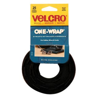 VELCRO One Wrap Straps 8 in x 1/4 in Black 25 Straps