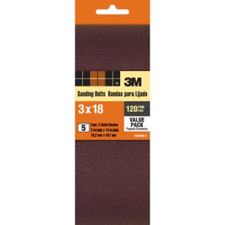 3M 5 Pack 120 Grit 3 in W x 18 in L Belt Sandpaper