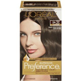 L'Oreal Paris Superior Preference Hair Color, 5A Medium Ash Brown  Chemical Hair Dyes  Beauty