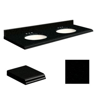 Transolid Absolute Black Granite Undermount Double Sink Bathroom Vanity Top (Common 61 in x 22 in; Actual 61 in x 22 in)