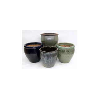 16 in H x 22 in W x 22 in D Assorted Glazed Ceramic Indoor/Outdoor Pot