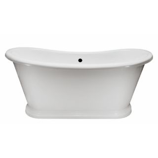 Laurel Mountain Luzerne 64.625 in L x 27.75 in W x 28 in H White Acrylic Oval Pedestal Bathtub with Front Center Drain