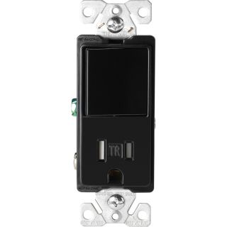 Cooper Wiring Devices 15 Amp Black Combination Decorator Light Switch
