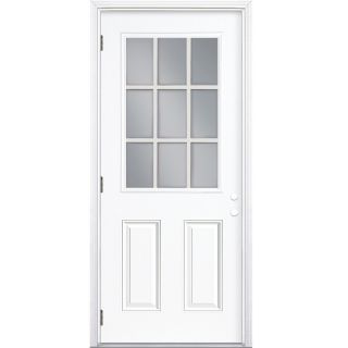 ReliaBilt 9 Lite Prehung Outswing Steel Entry Door Prehung (Common 80 in; Actual 81.875 in x 40 in)