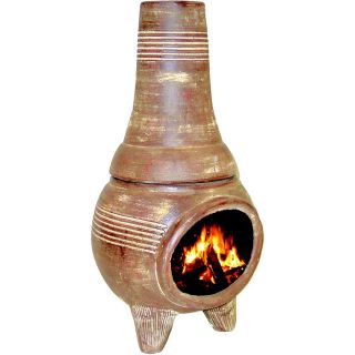 PR Imports 32 in H x 16.75 in D x 16.75 in W Rust Clay Chiminea