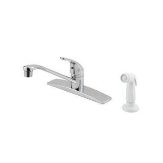 Pfister Pfirst Series Polished Chrome Low Arc Kitchen Faucet with Side Spray