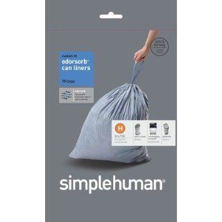 simplehuman Custom Fit Odorsorb Trash Can Liner H, 30 Liter / 8 Gallon, 15 Count   Tall Kitchen Trash Bags