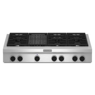 KitchenAid 48 in 6 Burner Gas Cooktop (Stainless)
