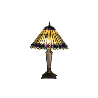 Meyda Tiffany 17 in Mahogany Bronze Tiffany Style Indoor Table Lamp with Glass Shade