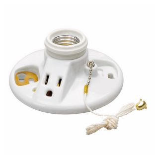 Pass & Seymour/Legrand 60 Watt White Hard Wired Ceiling Socket
