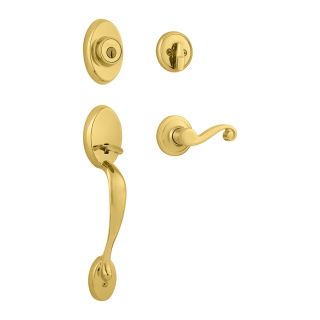 Kwikset Chelsea SmartKey Lifetime Polished Brass Residential Single Lock Door Handleset