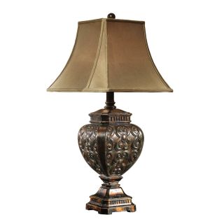 Absolute Decor 32.5 in 3 Way Switch Mink Brown Indoor Table Lamp with Fabric Shade